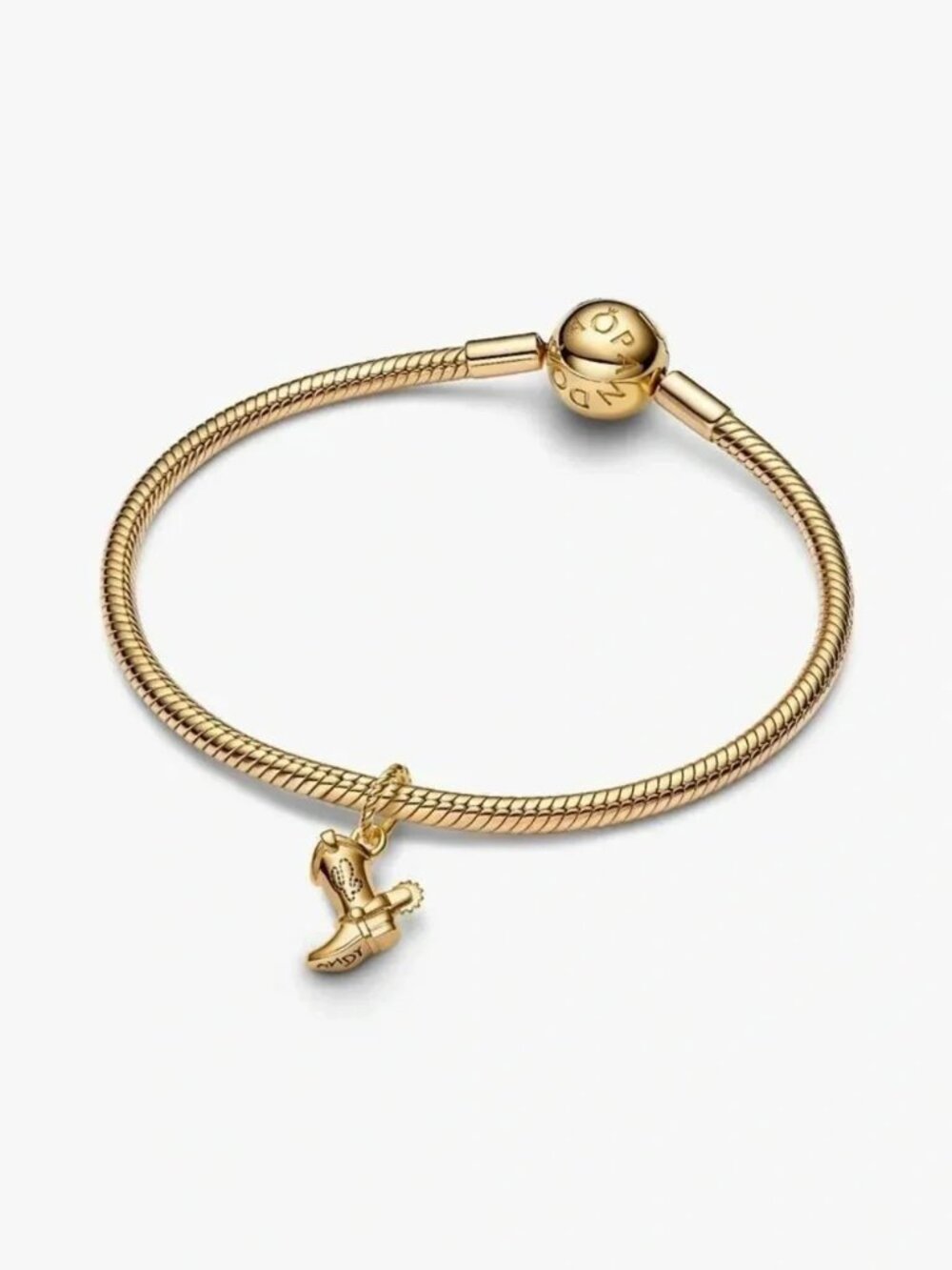 Pandora Gold Bracelet with Cowboy Boot Charm